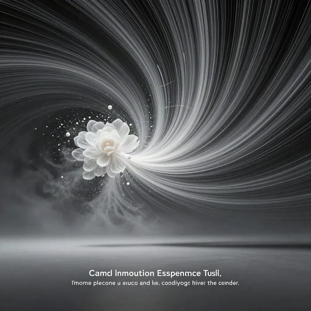 Silver light filaments bloom in graphite space, off-centre with calm copy space